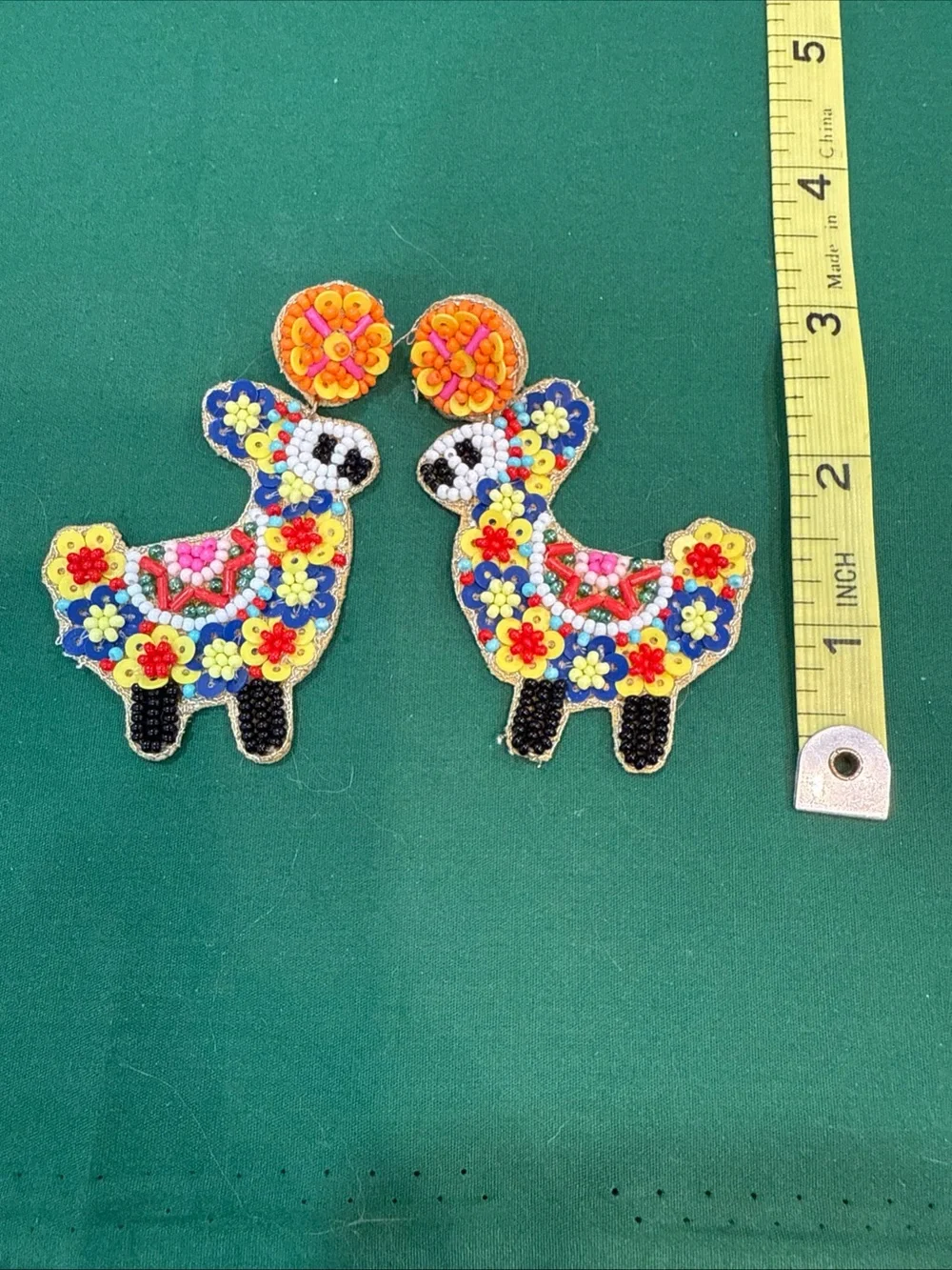 Colorful Beaded Llama Piñata Earrings. 4F